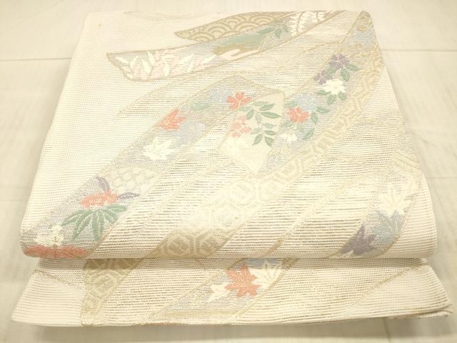 平和屋着物＊夏物　六通柄袋帯　草花文　金糸　DAAX8637cm