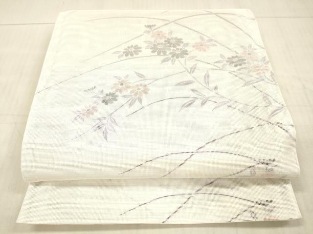 平和屋着物＊夏物　全通柄袋帯　草花文　銀糸　DAAX8670cm