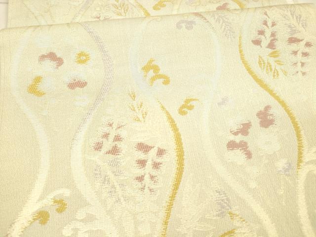 平和屋着物○スリーシーズン 春夏秋 両面 六通柄袋帯 流水藤花