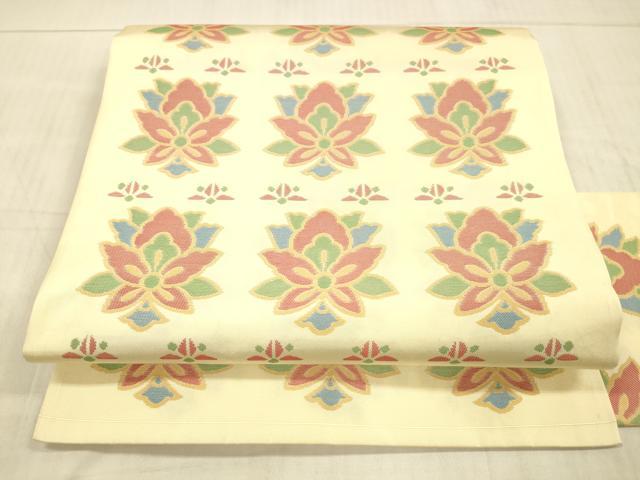 平和屋着物●九寸名古屋帯　舞花文　正絹　逸品　DAAX8690cm