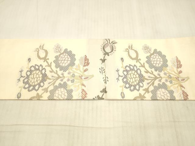 平和屋着物○九寸名古屋帯 唐織 更紗草花文 金糸 正絹 逸品 DAAX8692cm