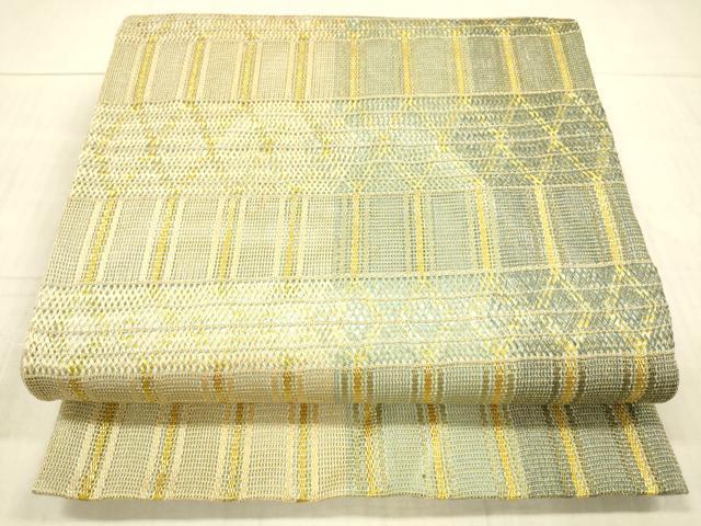 平和屋着物▽スリーシーズン　春夏秋　太鼓柄袋帯　抽象間道　金糸　正絹　逸品　DAAX8699cm