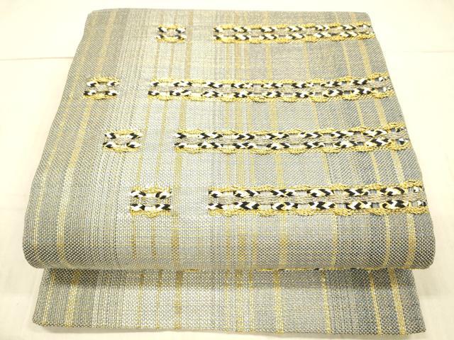 平和屋着物▽スリーシーズン　春夏秋　太鼓柄袋帯　横段文　金糸　正絹　逸品　DAAX8707cm