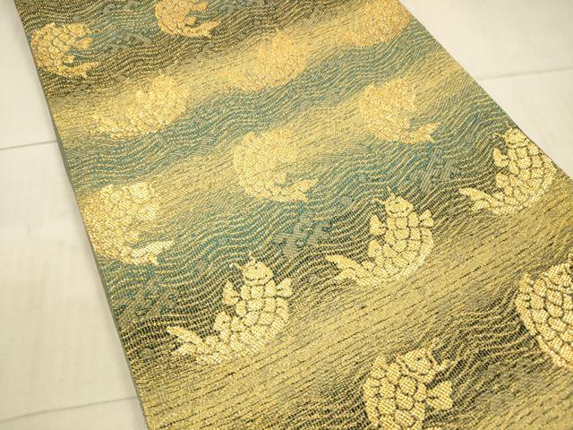 平和屋着物●六通柄袋帯　荒磯　金糸　正絹　逸品　DAAX8710cm 平和屋着物○六通柄袋帯 荒磯 金糸 正絹 逸品 DAAX8710cm