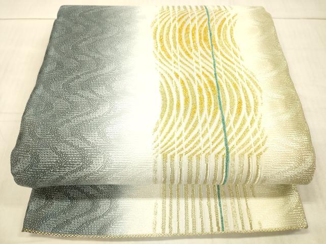 平和屋着物●六通柄袋帯　間道　金糸　正絹　逸品　DAAX8745cm