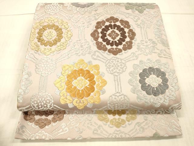 平和屋着物●六通柄袋帯　唐織　蜀江花文　正絹　逸品　DAAX8748cm