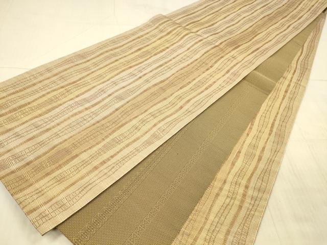 平和屋着物●両面　全通柄袋帯　抽象間道　献上　正絹　逸品　DAAX8803cm