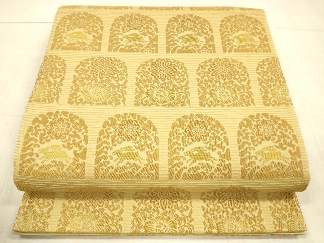 平和屋着物●六通柄袋帯　唐織　兎花文　金糸　正絹　逸品　DAAX8804cm