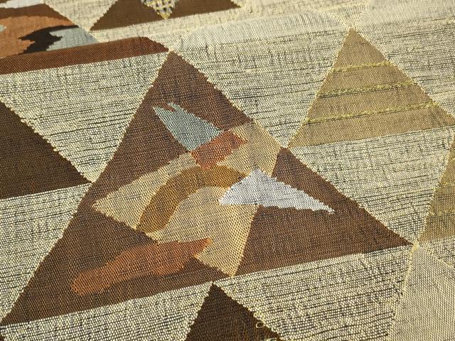 平和屋着物○全通柄袋帯 すくい織 鱗抽象文 金糸 正絹 逸品