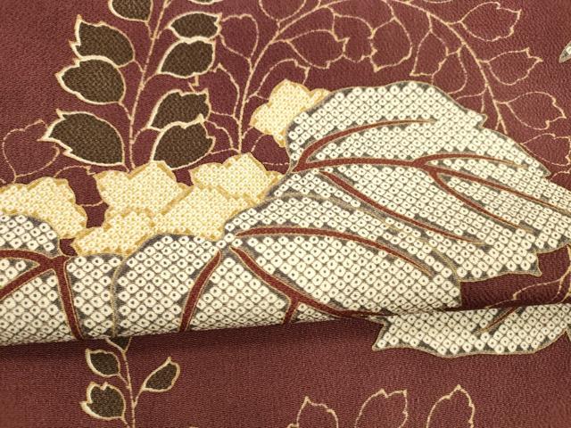平和屋着物○九寸名古屋帯 鹿の子草花文 金彩 鬼しぼ縮緬 正絹