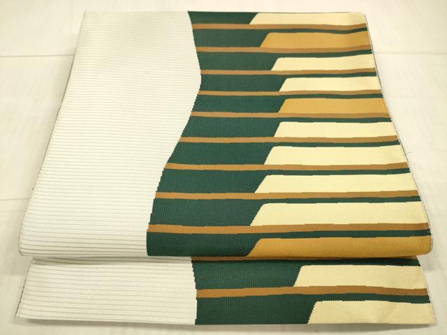 平和屋着物●八寸名古屋帯　抽象文様　正絹　逸品　DAAX8844cm