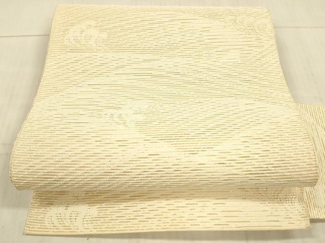 平和屋着物＊夏物　八寸名古屋帯　立波文　薄卵色　正絹　逸品　DAAX8881cm