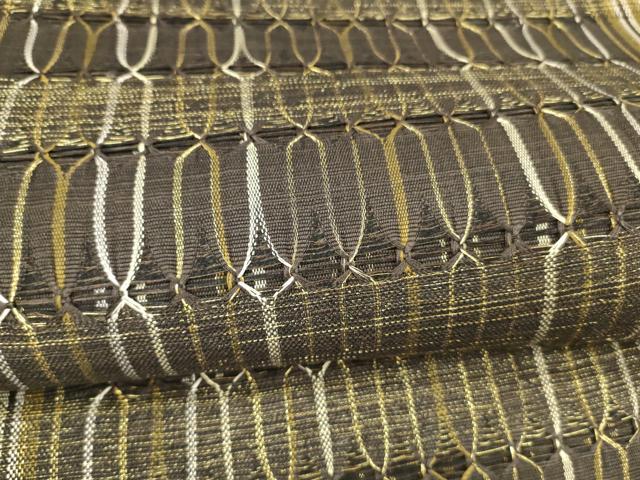 平和屋着物＊夏物 八寸名古屋帯 抽象間道 金糸 正絹 逸品 DAAX8895cm