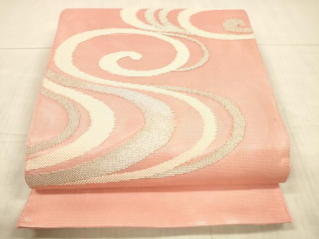 平和屋着物＊夏物　太鼓柄袋帯　流水文　銀糸　正絹　逸品　DAAX8903cm