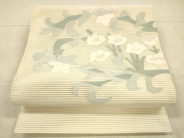 平和屋着物＊夏物　絽綴れ　八寸名古屋帯　草花文　正絹　逸品　DAAX8904cm