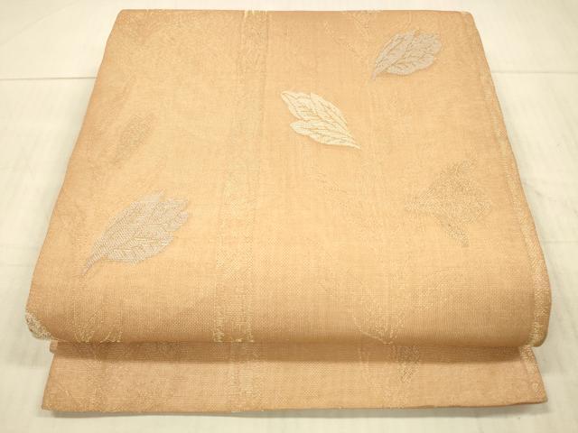 平和屋着物＊夏物　九寸開き名古屋帯　草葉文　金糸　正絹　逸品　DAAX8919cm