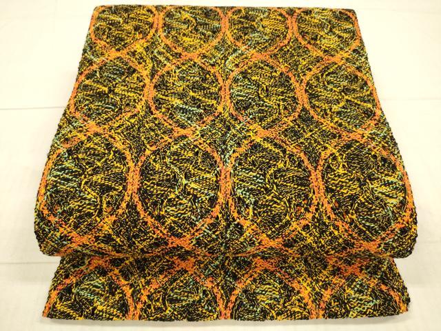 平和屋着物＊夏物　八寸名古屋帯　抽象文様　正絹　逸品　DAAX8932cm