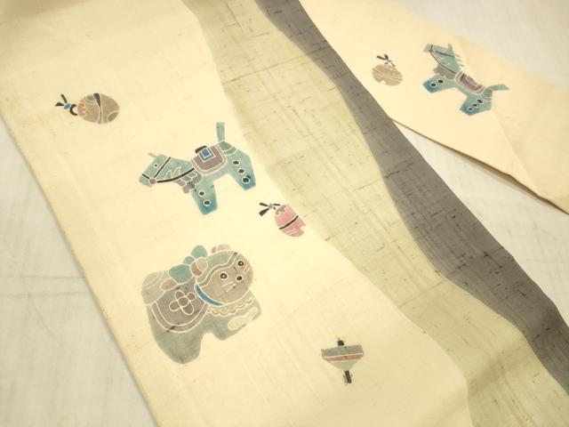 平和屋着物＊夏物　九寸名古屋帯　玩具文　正絹　逸品　DAAX8935cm 平和屋着物＊夏物 九寸名古屋帯 玩具文 正絹 逸品 DAAX8935cm