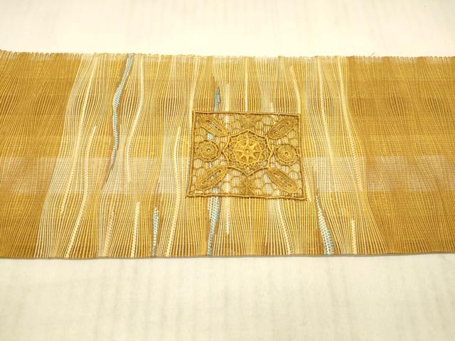 平和屋着物＊夏物　八寸名古屋帯　総刺繍　抽象花文　正絹　逸品　DAAX8939cm 平和屋着物＊夏物 八寸名古屋帯 総刺繍 抽象花文 正絹 逸品 DAAX8939cm