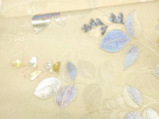 平和屋着物＊夏物 六通柄袋帯 草葉文 金銀彩 正絹 逸品 DAAX8983cm