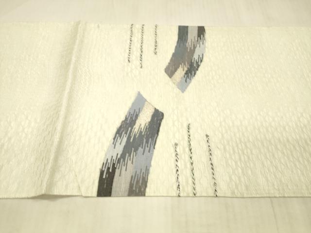 平和屋着物＊夏物　太鼓柄袋帯　櫛織　抽象文様　銀糸　正絹　逸品　DAAX8984cm 平和屋着物＊夏物 太鼓柄袋帯 唐織 薄 金銀糸 正絹 逸品 未使用