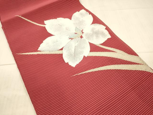 平和屋着物＊夏物　西陣　伊豆花謹製　絽綴れ　八寸名古屋帯　草花文　金銀糸　正絹　逸品　DAAX8986cm_1