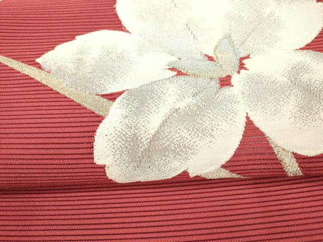 平和屋着物＊夏物　西陣　伊豆花謹製　絽綴れ　八寸名古屋帯　草花文　金銀糸　正絹　逸品　DAAX8986cm_2