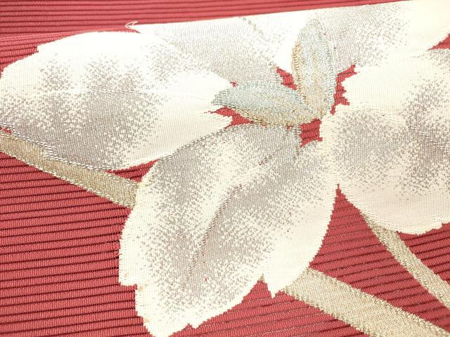 平和屋着物＊夏物　西陣　伊豆花謹製　絽綴れ　八寸名古屋帯　草花文　金銀糸　正絹　逸品　DAAX8986cm_3