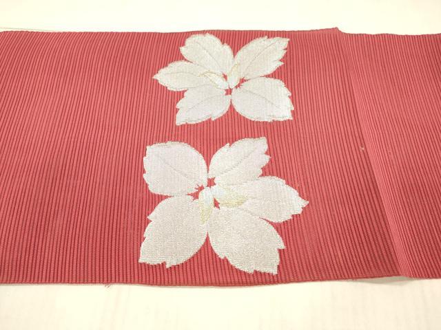 平和屋着物＊夏物　西陣　伊豆花謹製　絽綴れ　八寸名古屋帯　草花文　金銀糸　正絹　逸品　DAAX8986cm_6