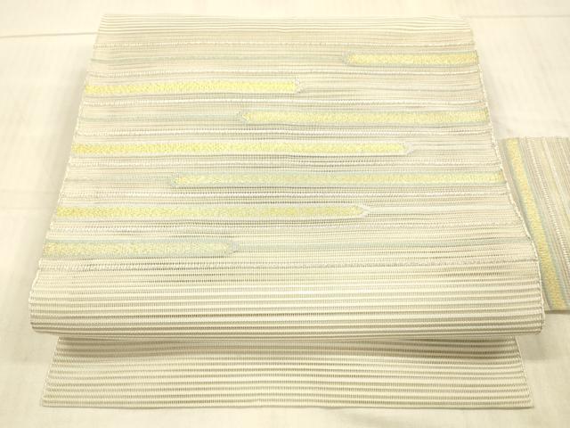 平和屋着物＊夏物　絽綴れ　八寸名古屋帯　横段文　金糸　正絹　逸品　DAAX8989cm