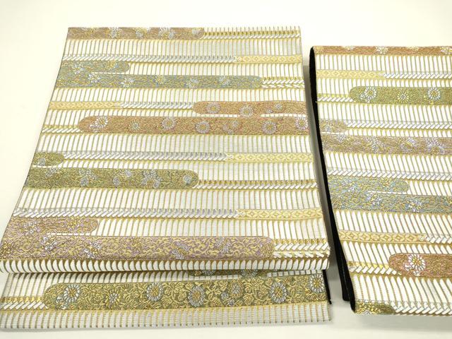 平和屋着物●つけ帯　唐織　蒔絵唐草文　金糸　正絹　逸品　DAAX9816fe