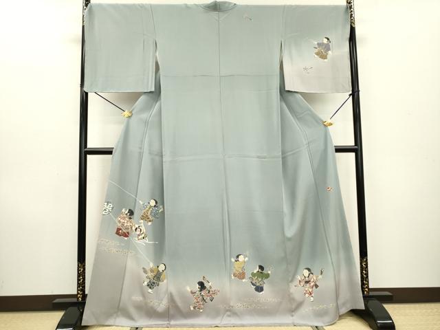 平和屋着物●訪問着　作家物　手描き　童子遊び　暈し染　正絹　逸品　DAAX9883fe