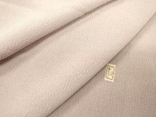 平和屋着物●加賀友禅の巨匠　初代　由水十久監修　色無地　灰桜色　鬼しぼ縮緬　正絹　逸品　DAAX9913fe