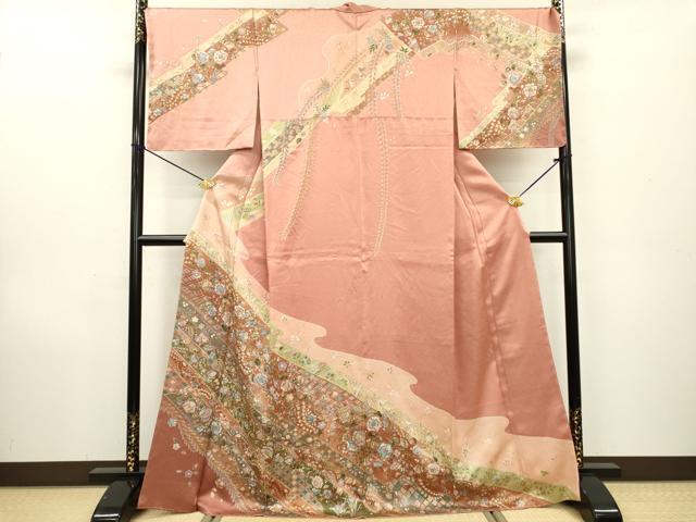 平和屋着物●訪問着　絞り　辻が花　暈し染　金彩　正絹　逸品　未使用　DAAX9943fe