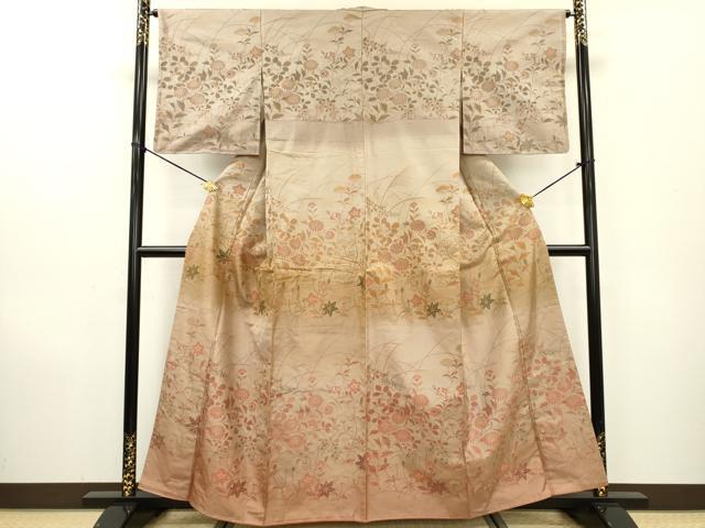 平和屋着物●京の名門・菱屋六右ェ門　紬　訪問着　秋草　正絹　逸品　未使用　DAAX9944fe