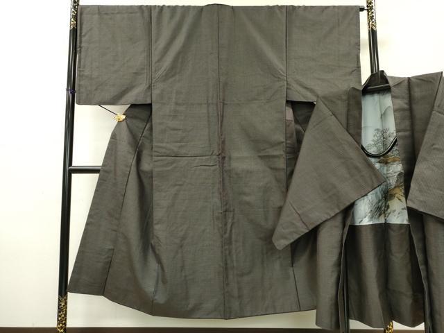 平和屋着物●男性　紬　アンサンブル　100亀甲　総詰め　正絹　逸品　DAAX9967fe