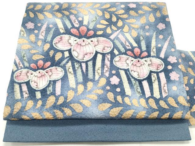 平和屋着物●九寸名古屋帯　絞り　草花文　正絹　逸品　DAAY0008ob