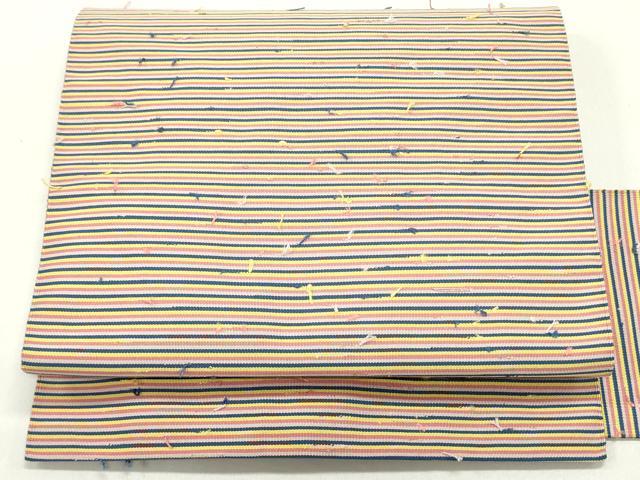 平和屋着物●爪掻き本綴れ　八寸名古屋帯　横段文　正絹　逸品　DAAY0012ob