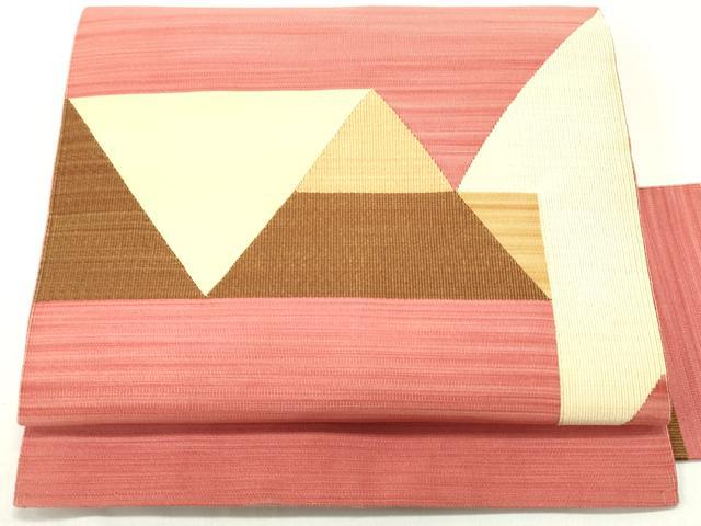 平和屋着物●綴れ　八寸名古屋帯　幾何学文様　正絹　逸品　DAAY0050ob