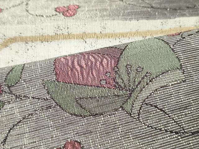 平和屋着物○本場筑前博多織 八寸名古屋帯 草花間道 正絹 逸品