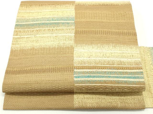 平和屋着物●全通柄九寸名古屋帯　紬地　変わり市松文様　正絹　逸品　DAAY0080ob