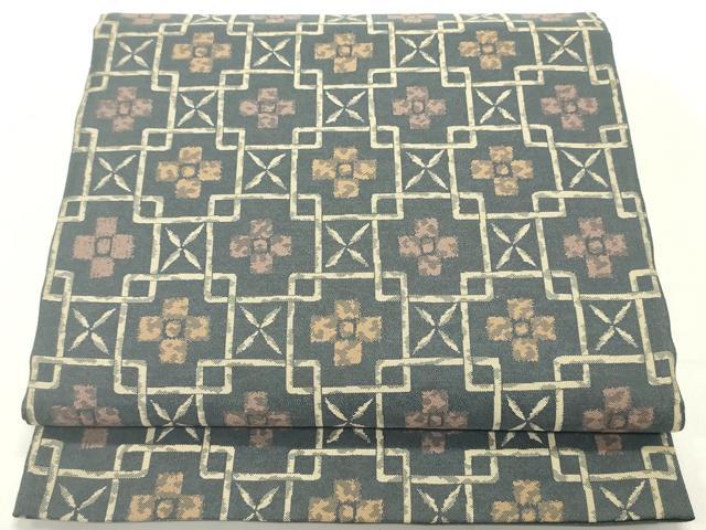 平和屋着物●六通柄袋帯　七宝繋ぎ花文　正絹　逸品　DAAY0092ob