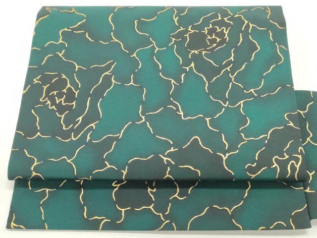 平和屋着物●九寸名古屋帯　バラ　薔薇　金彩　正絹　逸品　未使用　DAAY0095ob