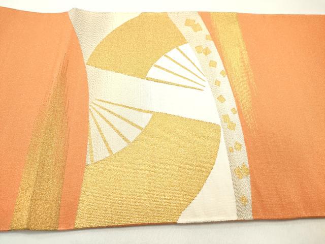 平和屋着物○爪掻き本綴れ 太鼓柄袋帯 地紙重ね舞扇文