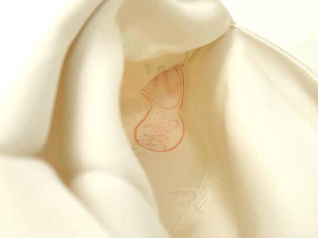 平和屋着物○塩瀬 九寸名古屋帯 作家者 手描き 草花文 生成り