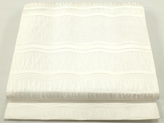 平和屋着物●本場筑前博多織　八寸名古屋帯　立涌横段文　生成り色　正絹　逸品　DAAY0153ob