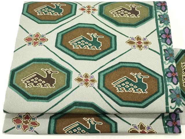 平和屋着物●全通柄九寸名古屋帯　有栖川文様　鬼しぼ縮緬　正絹　逸品　DAAY0180ob