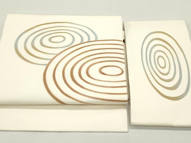 平和屋着物●塩瀬　つけ帯　渦　薄卵色　金彩　正絹　逸品　DAAY0212ob