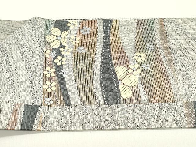 平和屋着物●本場筑前博多織　八寸名古屋帯　流水舞花間道　やまと誂製　正絹　逸品　未使用　DAAY0227ob 平和屋着物○本場筑前博多織 八寸名古屋帯 流水舞花間道 やまと