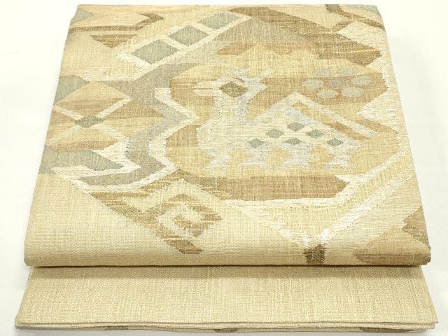 平和屋着物▽太鼓柄袋帯　スリーシーズン　春夏秋　紬地　有栖川文様　金銀糸　正絹　逸品　DAAY0237ob